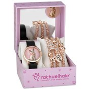 Wholesale - 8.5" ADJ. MINI WATCH W/3 ROSE GOLD STRETCH CAT MOTIF CHARM BRACELETS RACHAEL HALE C/P 30, UPC: 7426902566513
